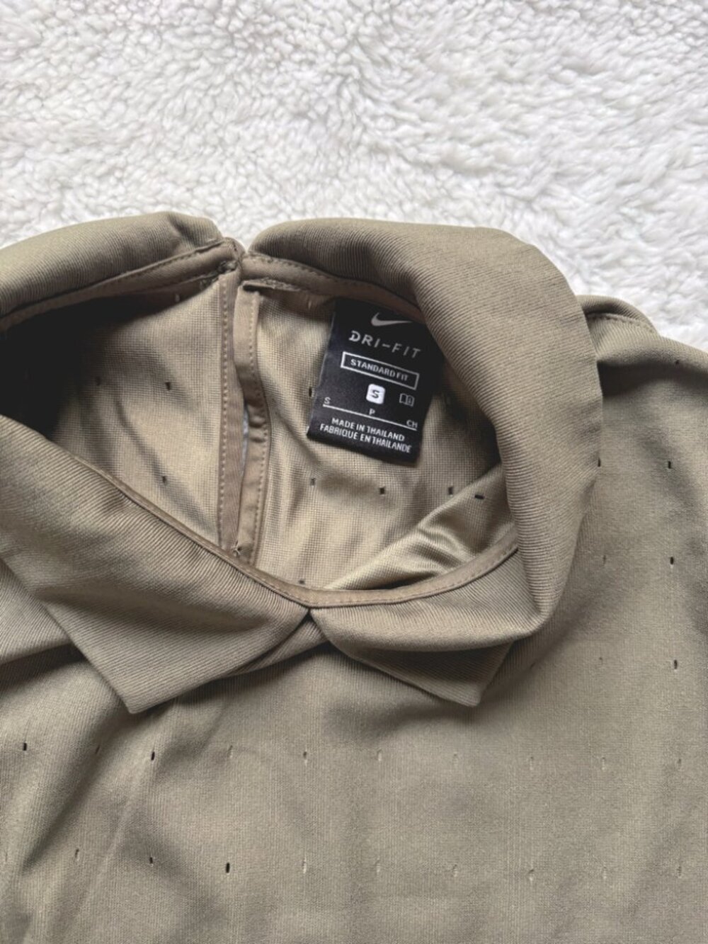 Nike Dri-FIT Olive Green Polo Shirt Womens Small Perforated Athletic Golf Top - Picture 4 of 8